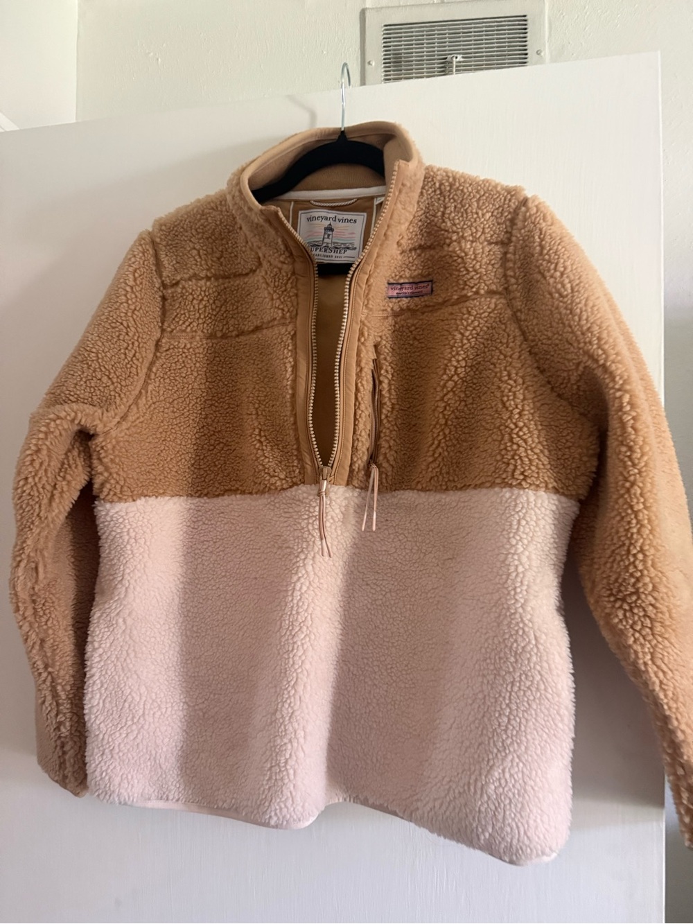 Vineyard Vines Tan & Blush Labeled Supershep Pullover